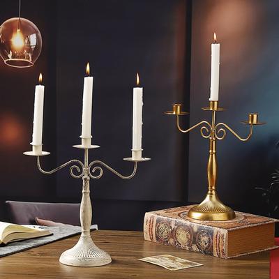 Vintage Iron Art Candle Holder Decoration Detachable 3/5-Arm Candlestick Home Office Living Room Metal Taper Candle Stand Table Centerpiece Ornament