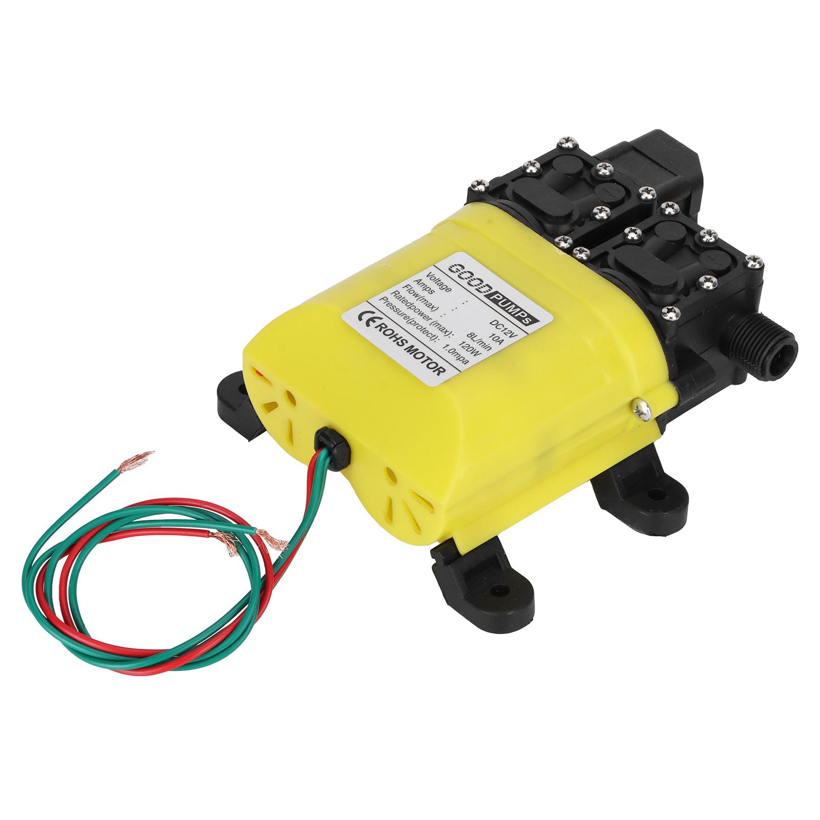 

12V 120W 8L Diaphragm High Pressure Pump with Copper Connector Automatic Water Injection Pump