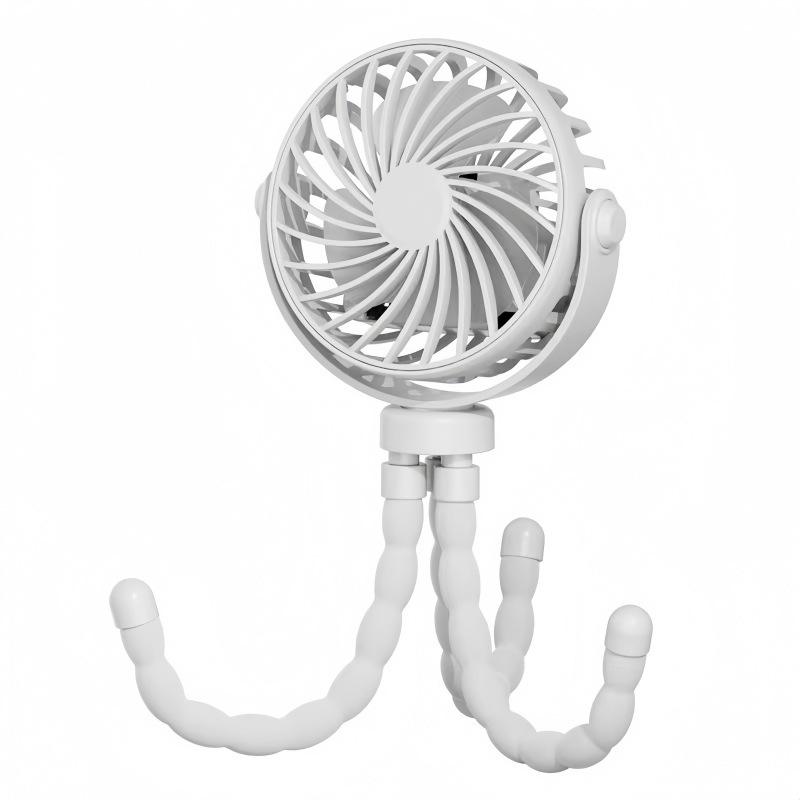 

Octopus Stroller Fan: USB Rechargeable, Head-Shaking, Portable Mini Fan with Light English Packaging + Charging Cable Included