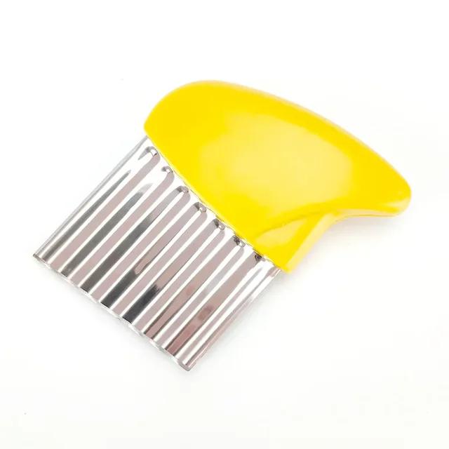 Potato Cutter Chips French Fry Maker Stainless Steel Wavy Knife French Fries Chopper Potato Knife Chopper Crinkle Wavy Slicer