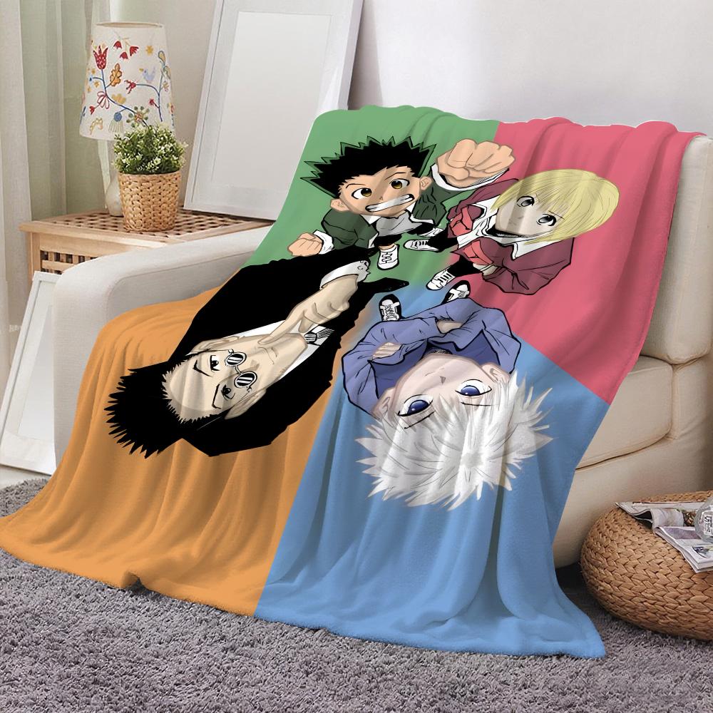 Anime Hunter x Hunter Throw Flannel Throw Blanket: Soft Kid-Friendly Warm Anti-Static All Season Washable Couch Bed Home
