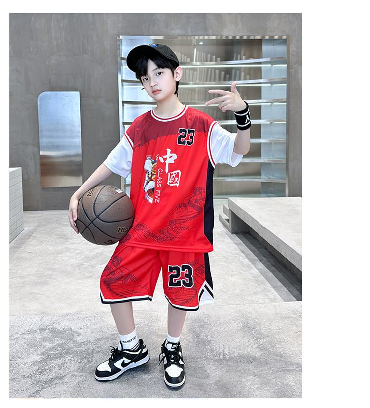 Boys' Summer Set 2026 New Zhongda Children's Quick drying Basketball Clothes Girls' Sports Clothes Kindergarten Performance Clothes