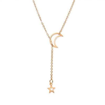 Necklace - Gcy08 - Vintage Alloy - Geometric - Moon and Star - Unisex