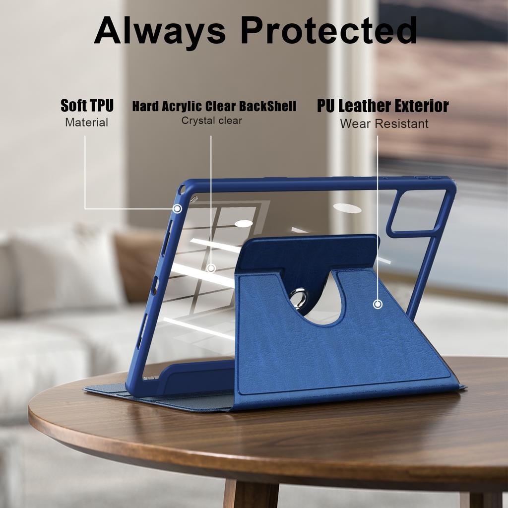 For Lenovo Tab M11 TB330/Xiaoxin Pad 11 2024 Case Rotate Stand PU Leather+Acrylic+TPU Tablet Cover