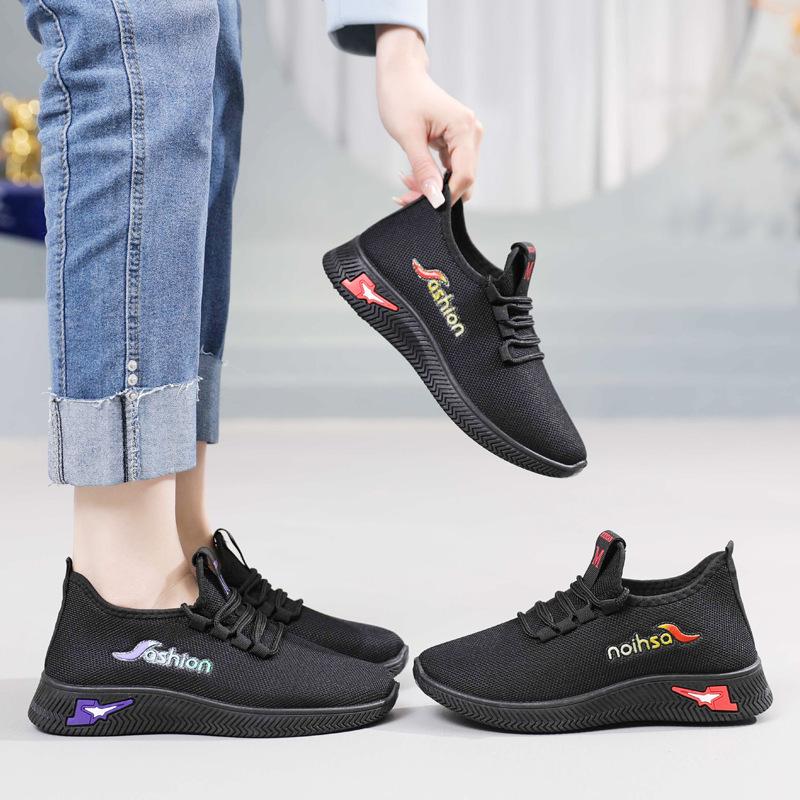 New Casual and Versatile Sports Shoes for Women with Cloth Shoes, Breathable Mesh Single Shoes