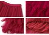 Women's Japanese Style Ruffle Mesh Midi Skirt - Fluffy Fairy Gauze with Wide Hem