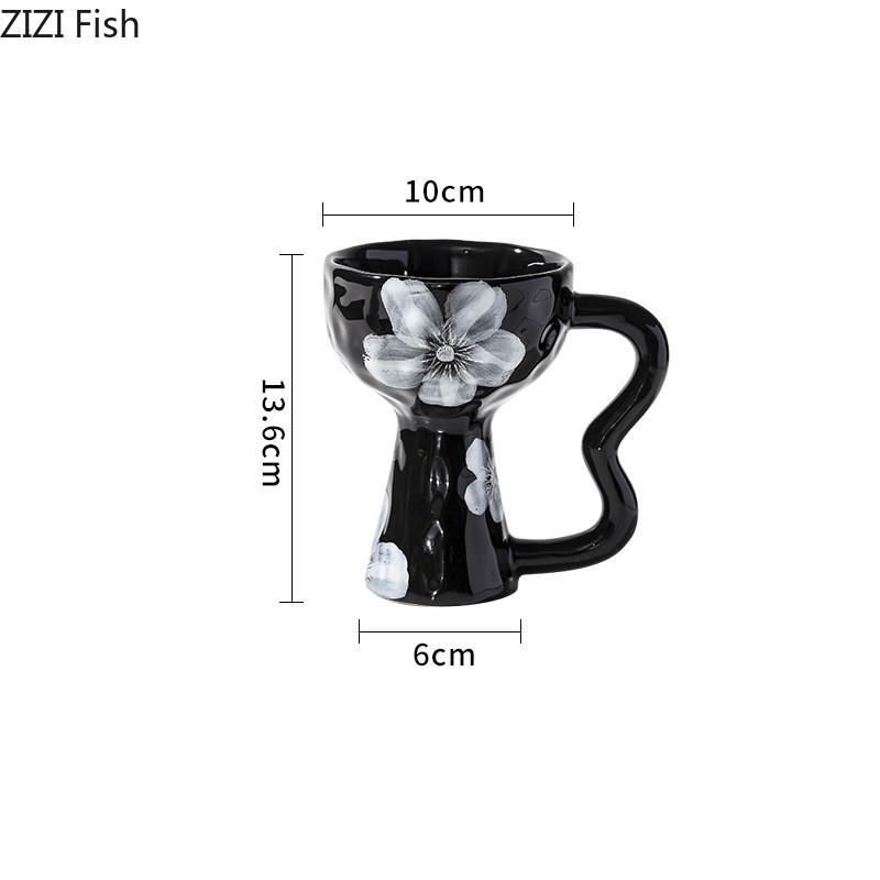 Vintage Hohe Tasse Keramik Becher Büro Nachmittagstee Kaffeetasse Restaurant Eis Dessert Tasse Europäische Haushaltstasse Geschenke