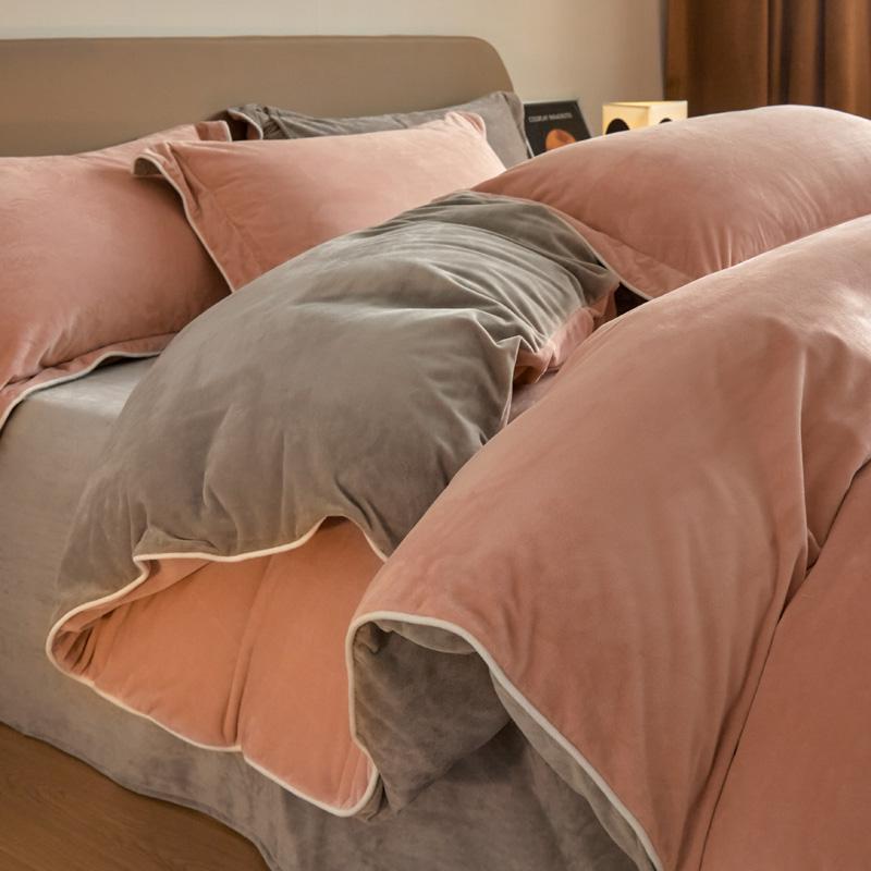 Mei Yun Ge High Weight Dove Velvet Double Splicing Warm Rolling Edge Craftsmanship Color blocked Single Duvet Cover