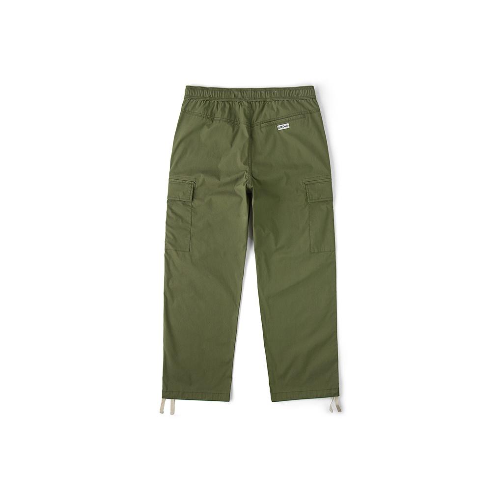 Lee SS24 Solid Color Pocket Design Lightweight Elastic Waist Cuffed Casual Pants Men pants Olive-Green LMB241601100328A05170