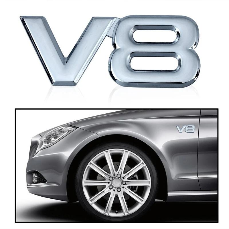 3D Metal V6 V8 Logo Letter Car Wing Fender Rear Trunk Emblem Badge Decal Body Stickers Styling For Toyota Highlander Accessories