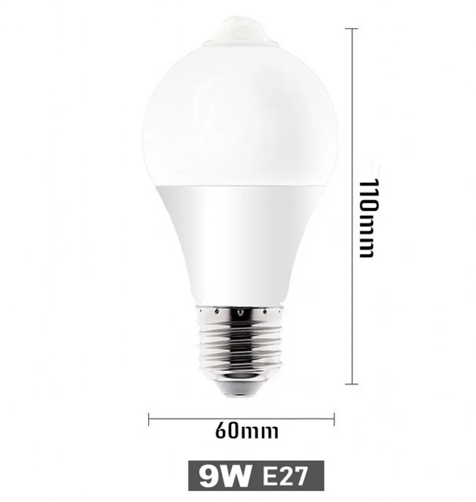 PIR Motion Sensor LED Light Bulb E27 9W Smart Bulb Motion Activated ON/OFF Home Lights Lamp with Motion Sensor for Home Stair