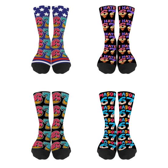 67 Meme Crew Socks Donut Cream Drops Six Seven Funny Socks Baseball Mason 67 Casual Socks Gift for Men Women Friends