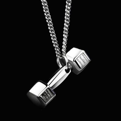 European and American Fashion Fitness Sports Dumbbell Necklace Men's Domineering Korean Version