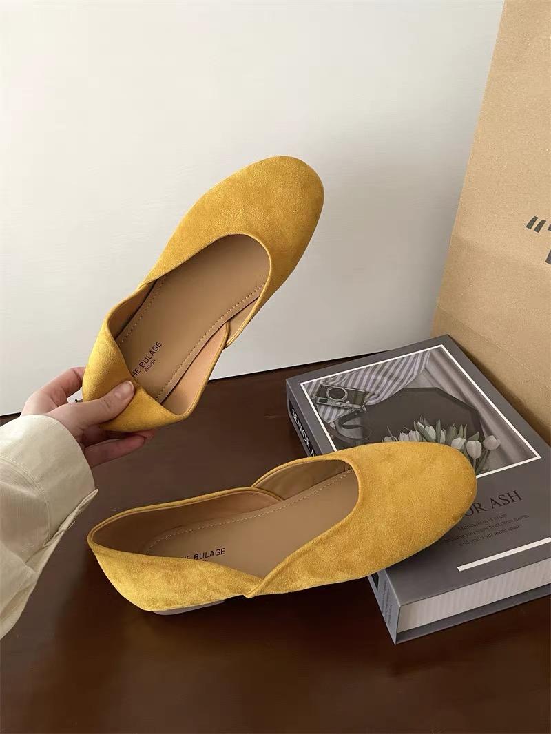 

Модные женские замшевые лоферы на плоской подошве, с мелким вырезом, женская обувь весна-лето, квадратный носок, базовые лаконичные женские лоферы, повседневные слипоны-лодочки 40 жёлтый