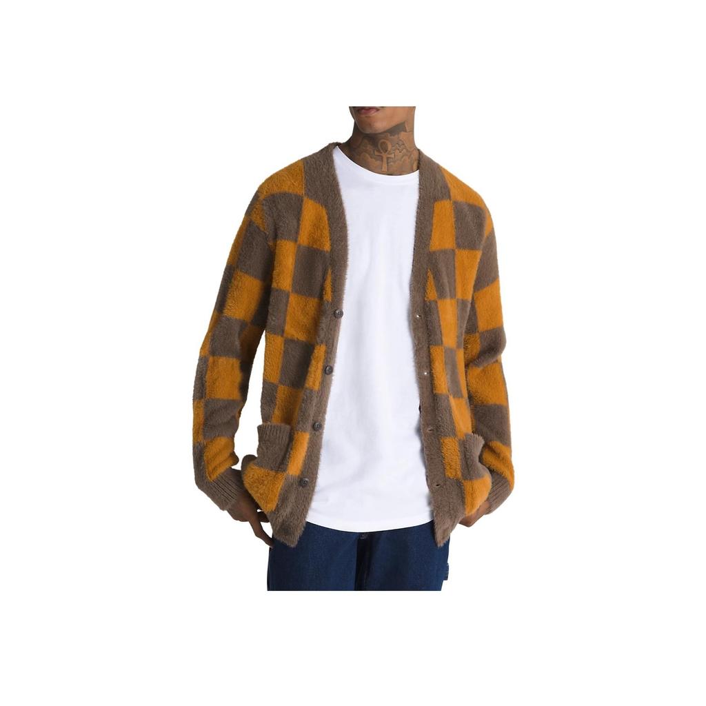 Vans Canfield Checkerboard V-Neck Loose Fit Comfortable Long Sleeve Shirt Unisex Shirts Brown VN000HE0DAM
