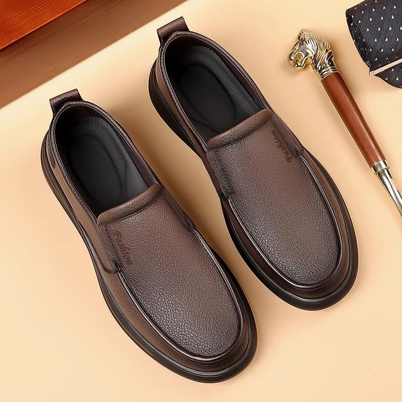 High Quality Business Leather Shoes Summer Casual Male Brown Loafers Moccasin Elegant Dress Luxury Driving Shoe Slip On Flats