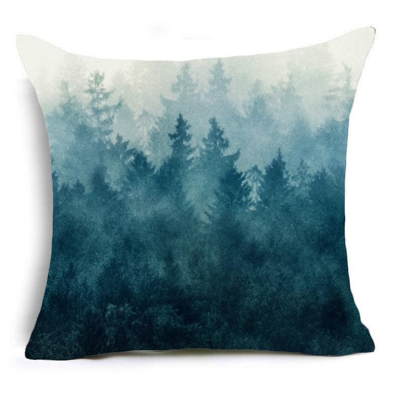 Green Plant Forest Pattern Decorative Pillowcase Living Room Bedroom Square Cushion Pillowcase