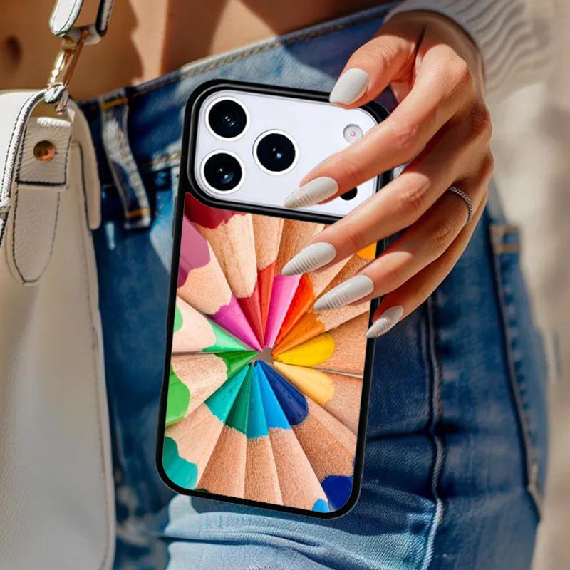 Rainbow Colorful Pencils Phone Case For iPhone 17 Air 14 15 13 12 Max Cover For Apple 16e 11 Pro Max Plus Coque