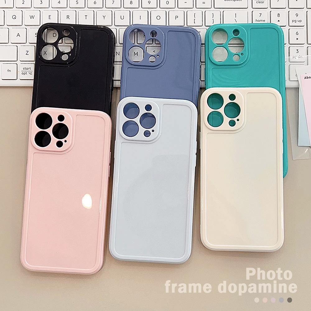 Small and Fresh Photo Frame 14Pro Max Apple IPhone 15 Mobile Phone Case 11 Solid Color 13 Silicone XS Suitable for 12 Soft X