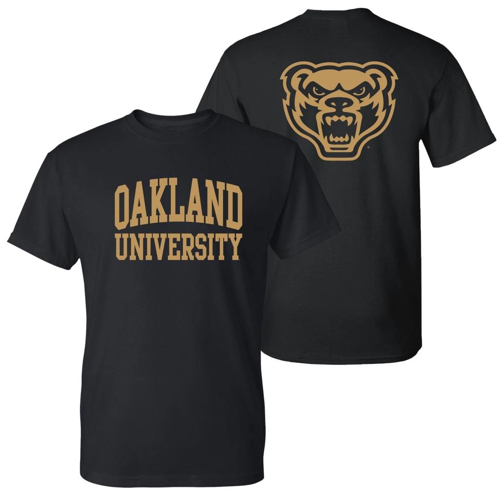 Oakland Golden Grizzlies University Front and Back Print T-Shirt - Black
