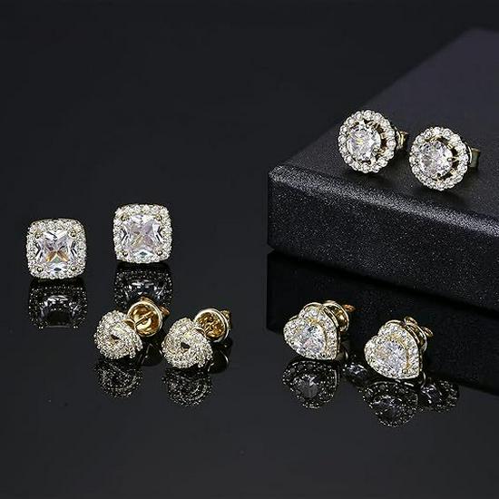 Elegant Rose Gold & Yellow Zircon Square Stud Earrings - Perfect Christmas Gift