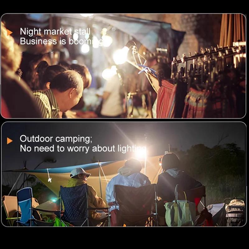 Multifunctional Solar Camping Light Outdoor Rechargeable LED Bulb Camping Light COB with Digital Display for Mountain Camping