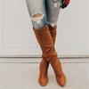 Women's Suede Thick Heel Chelsea Boots - Autumn/Winter, Long, Large Size, Pointed Toe, Side Zipper, Solid Color