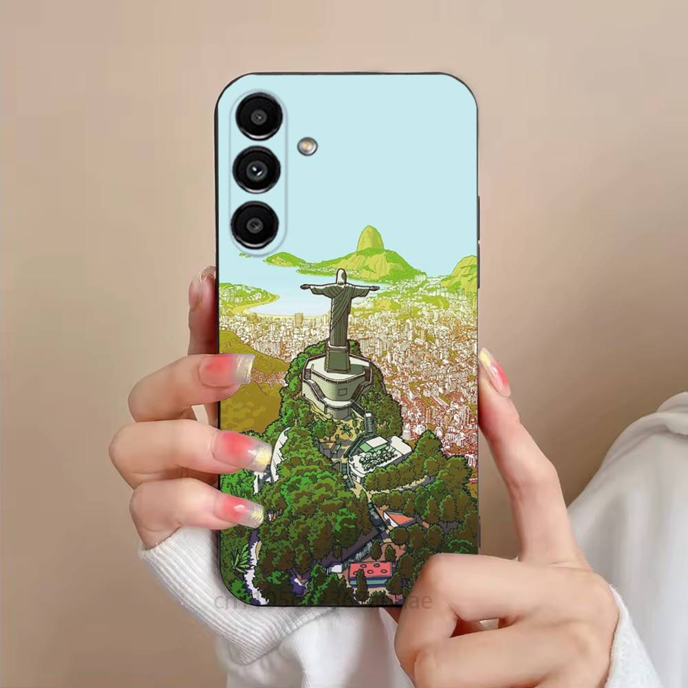 Rio C-Christ the R-Redeemer Phone Case For Samsung S25,24,21,22,23,S30,Ultra,S20,Plus,Fe,Lite,Note,S10,S9,Black Soft Shell