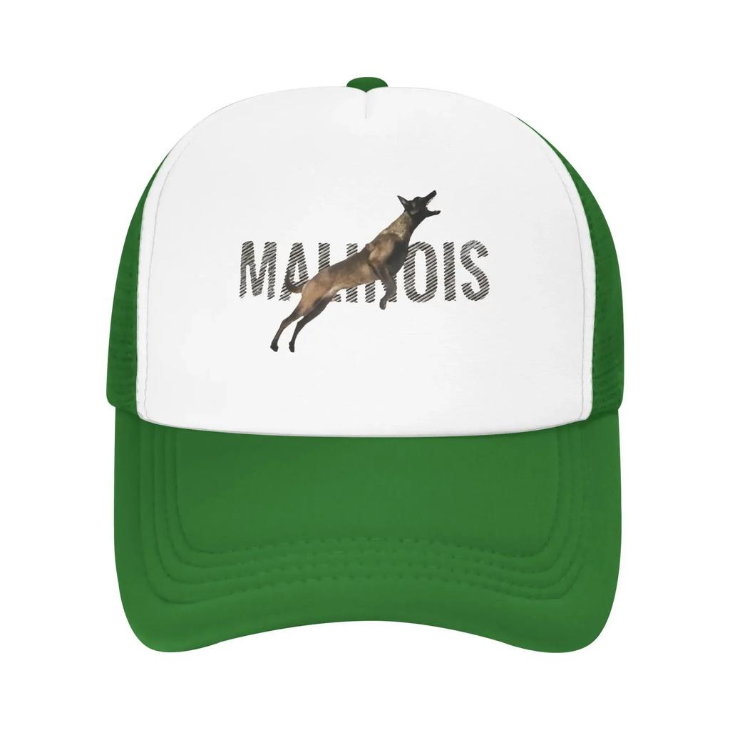 2025 Animal Malinois Belgian Dog Letters Camping Mesh Baseball Caps For Mens Camping Female Beach Dad Hat Snapback Cap