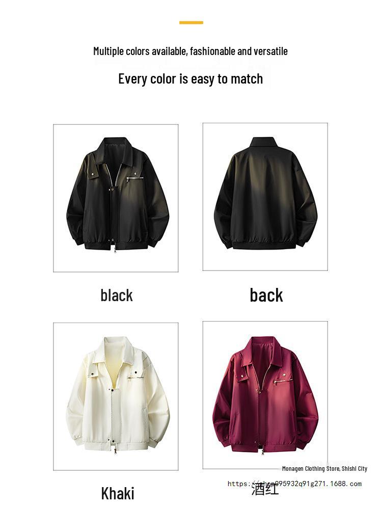 Men's Lapel Loose Bomber Jacket - Spring/Autumn 2026 Style, Casual, Comfortable, Handsome Outerwear