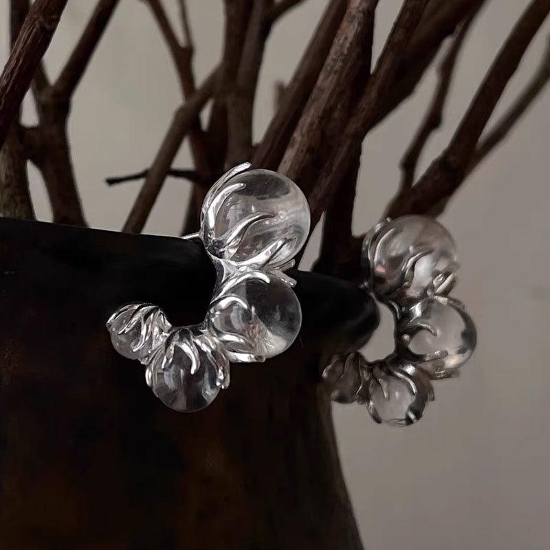 1 Pair Ice Permeating Beaded Unique Earrings Personality Earrings Minimalist