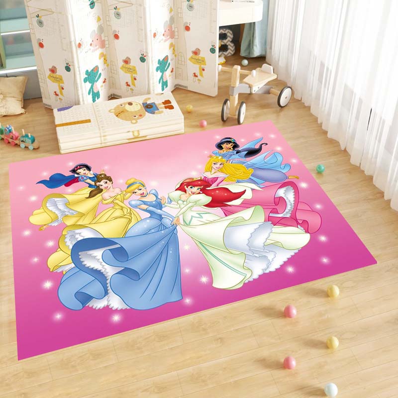 Cute cartoon rug with princess anime pattern, non-slip, machine washable, suitable for living room, bedroom, and home use.-22