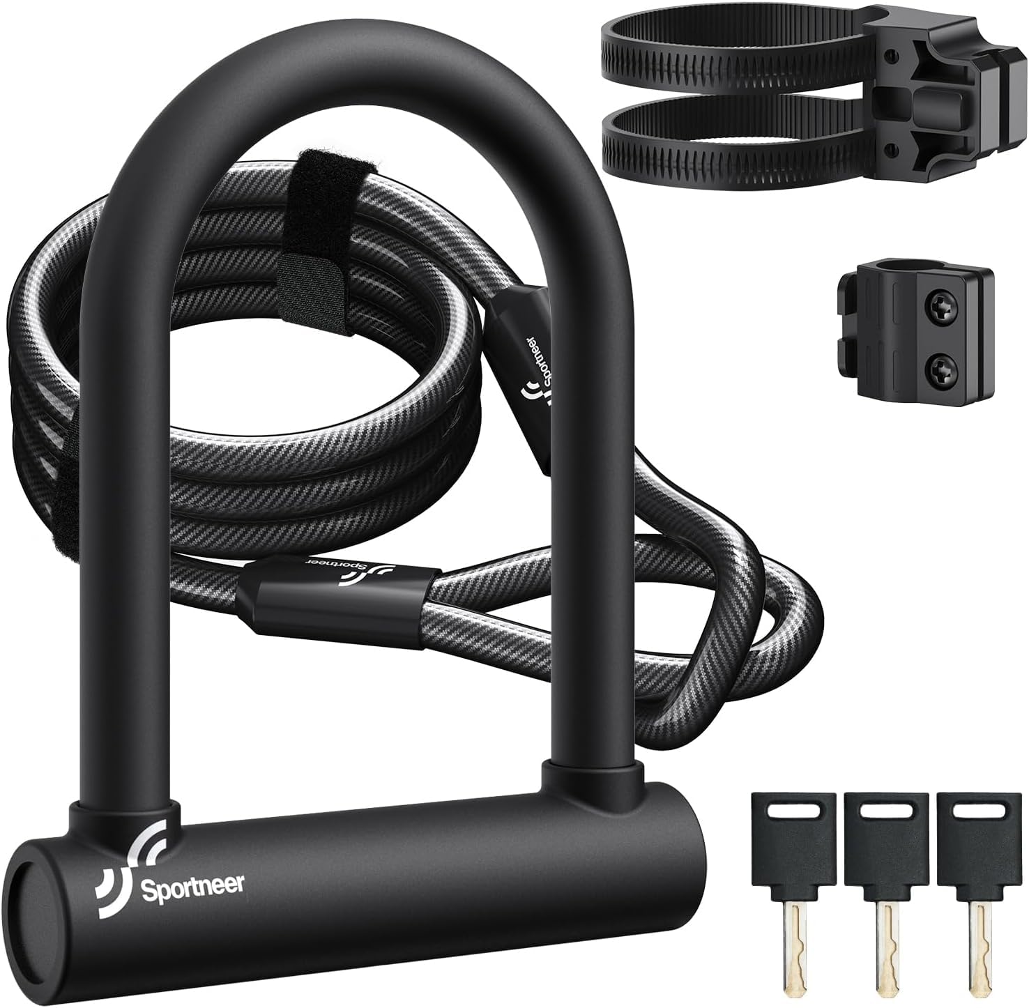 

Sportneer Bicycle with Wire Lock for Road Includes 3 Keys U-Lock Lock, U-Shaped Bicycles, Mum s Bikes, Bikes, Parking, Commuting, Security, чёрный