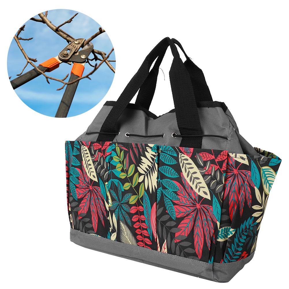 Bolsa de Ferramentas de Jardim Portátil com Combinação de Cores em Poliéster de Mão para Armazenamento ao Ar Livre Cor Cinza Flor
