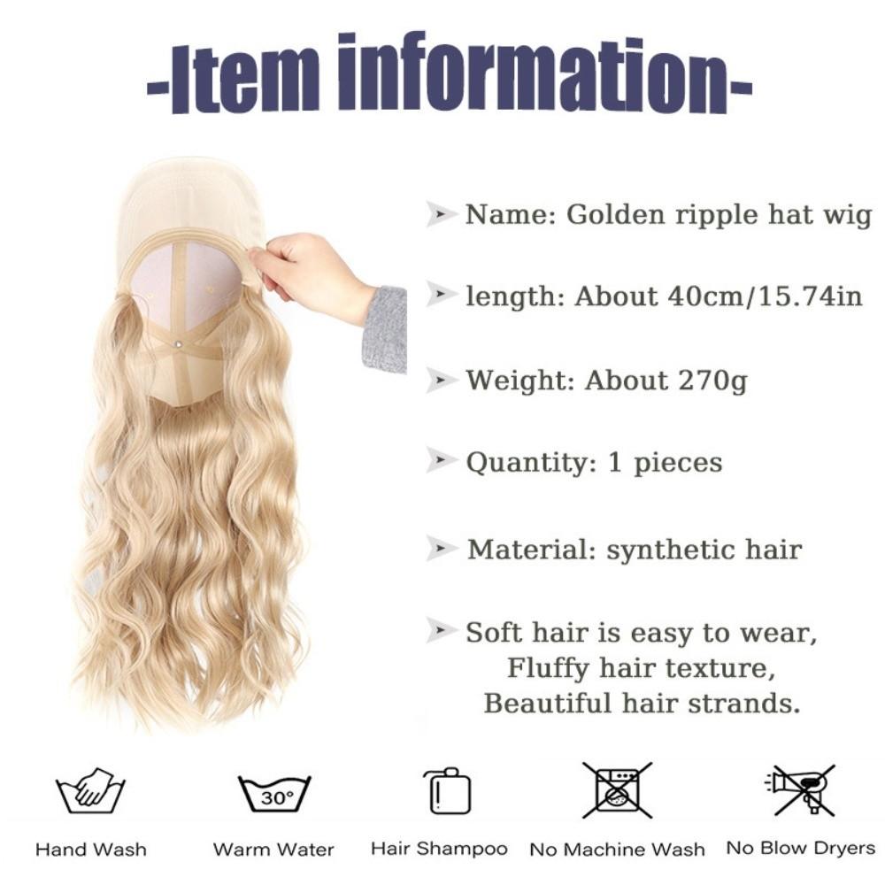 All-in-One Design Long Wavy Curly Hair Adjustable Baseball Cap Hair Extension  Daily Use