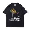 Tees Meme T-Shirt Unisex Mann Iss Fisch Tag Lehre Fisch Mann Zum Lebenslangen Lustig Lässig Baumwoll-T-Shirt Männer Frauen