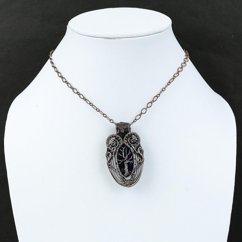 Tree Of Life Sodalite Pendant Copper Wire Wrapped Jewelry Gemstone Copper Pendant Tree Of Life Jewelry Gift For Mom Handmade Wrapped Pendant