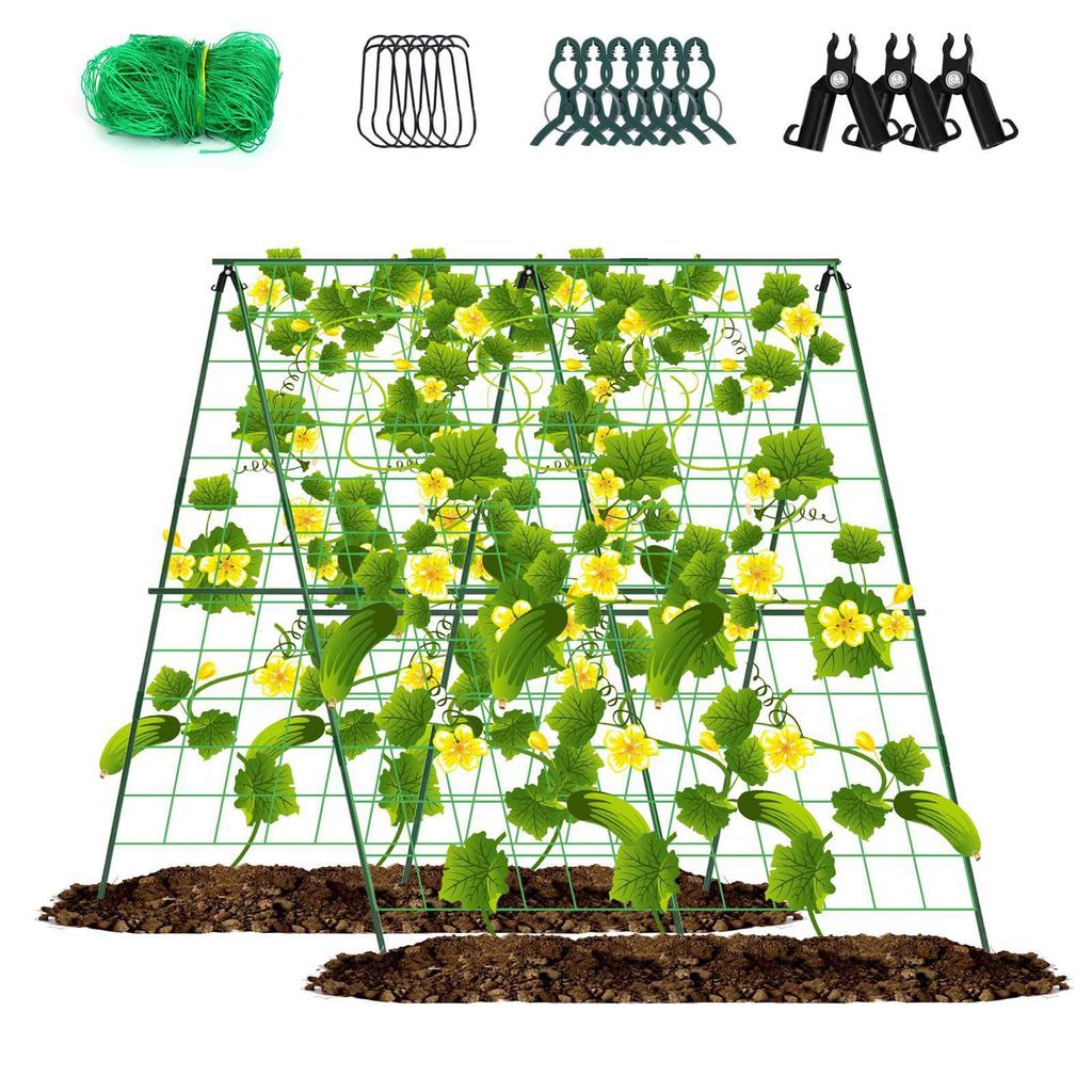 Detachable A Frame Garden Trellis Vegetable Plant Climbing Frame Kit Grow Supports for Vine Cucumber Trellis Tomatoes Grapes