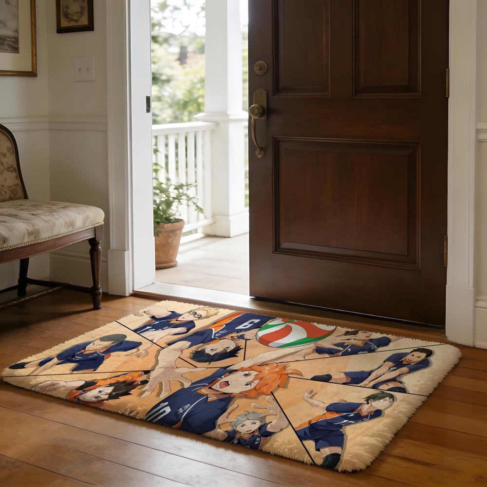 Hotblooded Anime HHaikyuu Floor Mat Soft Flannel Absorbent Mat Non-Slip Rug Home Bedroom Bathroom