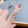 Portable Gold Silver Olive Branch Ring Leaf Shape Open Adjustable Finger Jewelry Shiny Crystal Ring for Party Jewelry