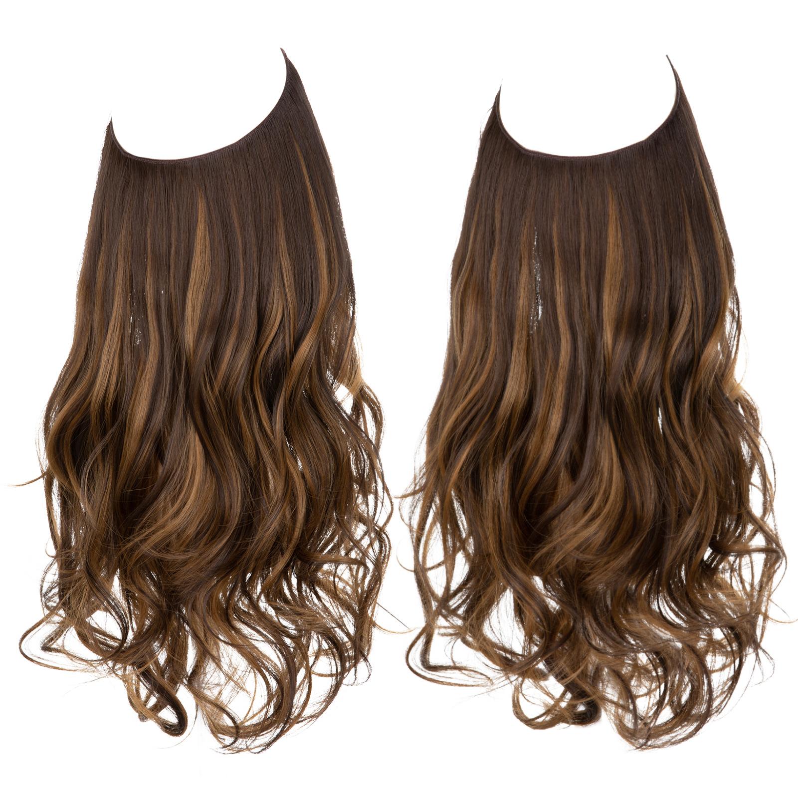 

Парики с большим количеством волос, U-образные накладные волосы, женские парики из лески, невидимые натуральные длинные вьющиеся волосы M04 14INCH