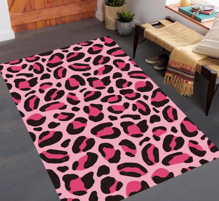 Golden Diamond Dot Print Bottom Bottom Dot Floral Pattern Craft Golden Diamond Velvet Pink Leopard Print Carpet Large Area Rug