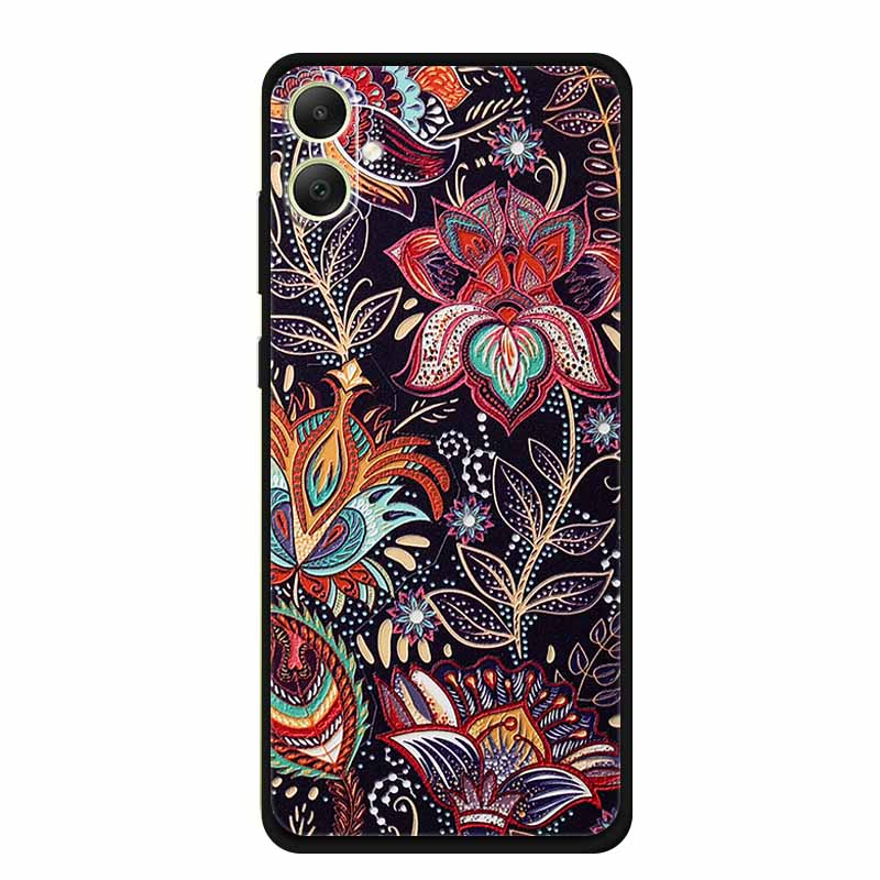 3D Emboss Case For Samsung Galaxy A06 M06 F06 A05 M05 F05 Phone Case A 06 M 05 Flower Black Silicone Soft Back Cover Coque Funda