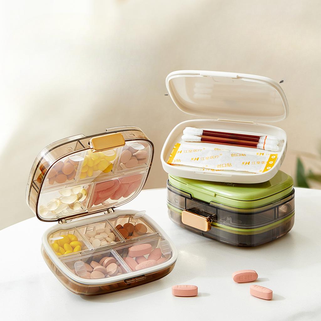 Compartments Small Medicine Boxes Sealed Moisture-proof Tablet Storage BoxesDetachable Storage