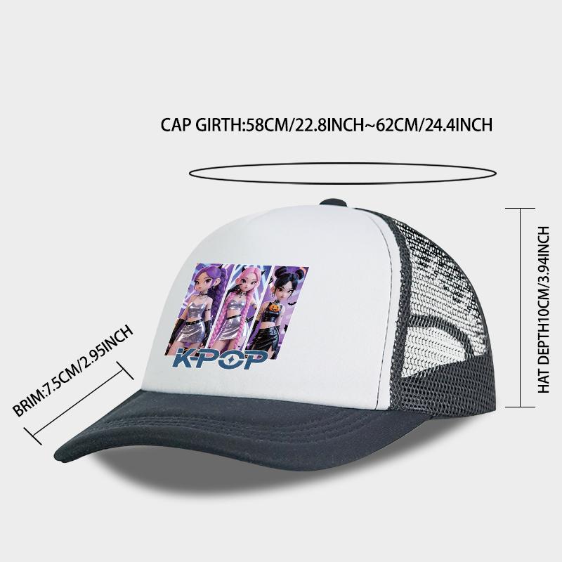 Berretto da Baseball a Rete per Ragazza Anime Cool K-Pop - Cappellino Regolabile con Fibbia - Cappello Unisex Stile Street K-Pop