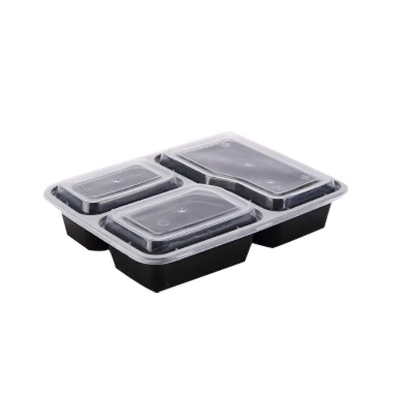 

Anju Xiansen 3-Compartment Black Plastic Takeaway Food Containers