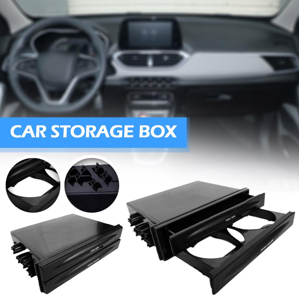 Car Universal Double/Single Din Radio Pocket Kit Drink Holder Storage Storage Cup Double Box Layer Box Multi-purpose Drawer I3P2