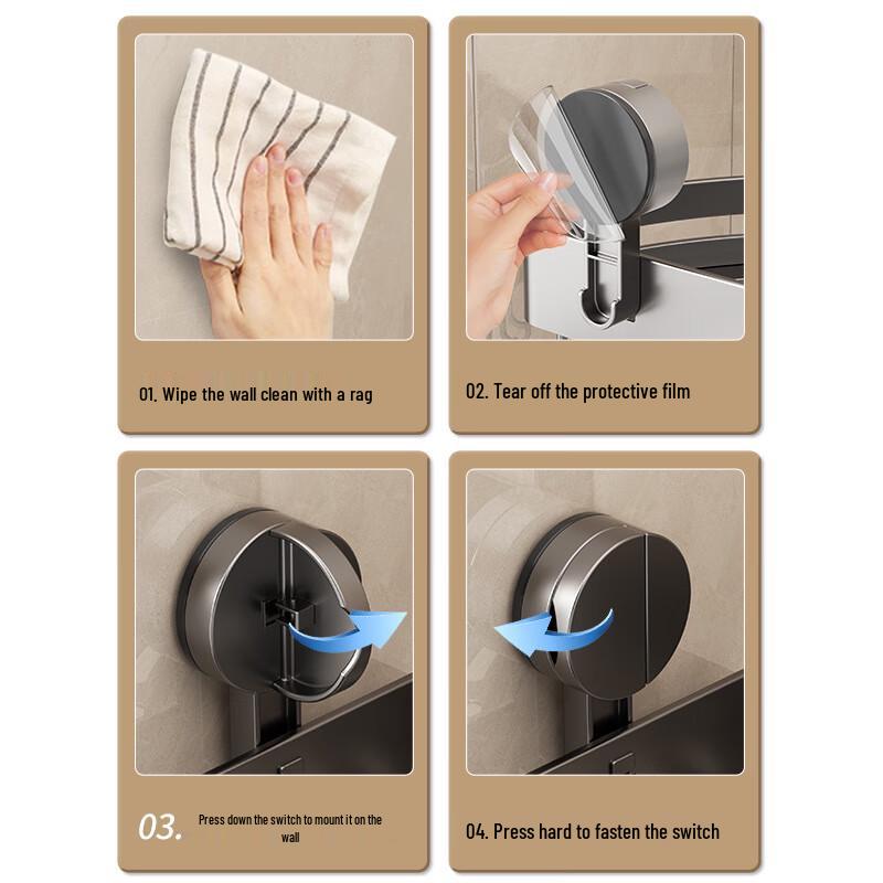 DANLE No-Drill Suction Cup Corner Bathroom Shelf