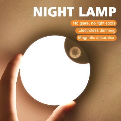 LED Motion Sensor Wall Light Magnetic Suction USB Charging Wireless Wardrobe Lamp Under Cabinet Light for Hallway Staircase