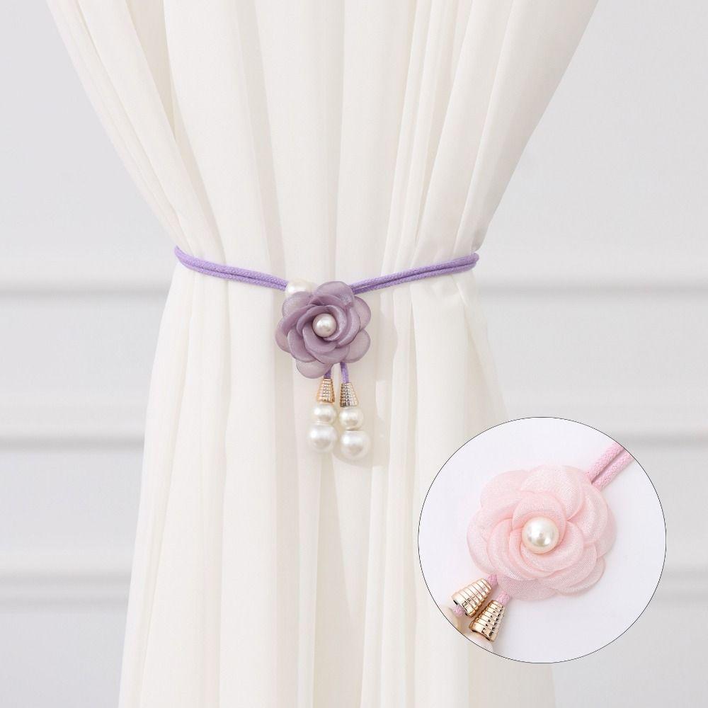 2 Stück Minimalistische Blumige Gardinenraffhalter Moderne Gardinenbinder Gardinenhalter für transparente Vorhänge
